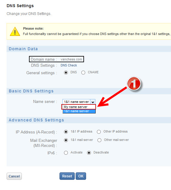 Edit DNS to myserver